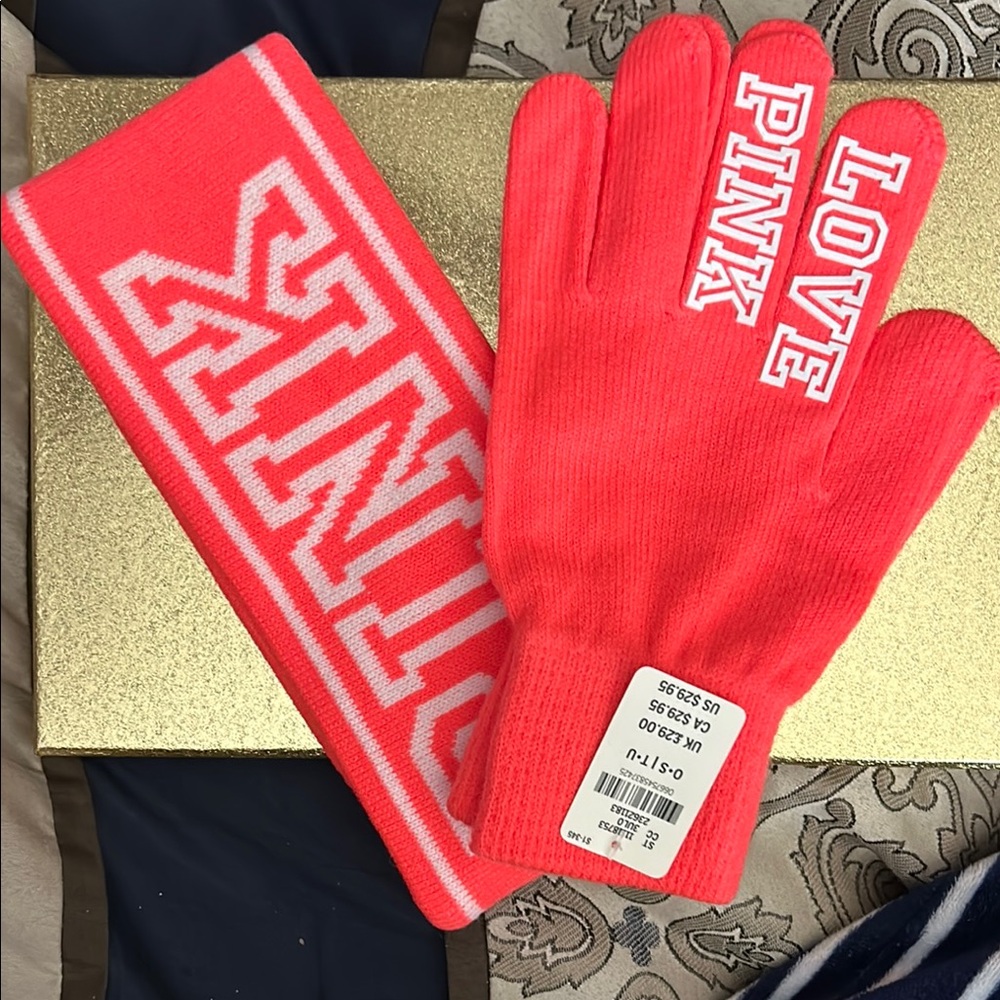Victoria Secret Pink headband and Gloves set new with tags.
